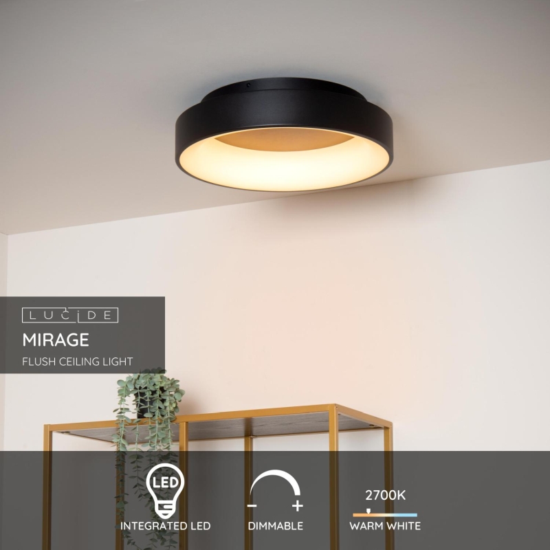 Lucide MIRAGE - Zapustené stropné svietidlo - Ø 45 cm - LED Dim. - 1x27W 2700K - Čierna